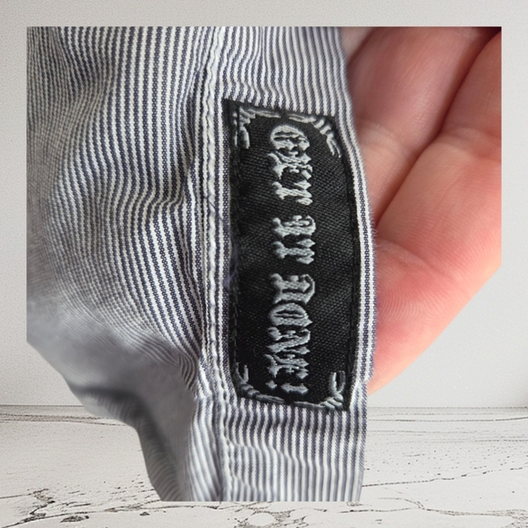 Roar Enough Excuses Men's Gray and Black Casual Button-Down Shirt Size L - Picture 4 of 15